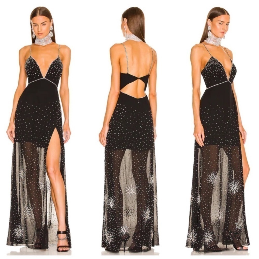Dundas x REVOLVE Nova Embellished Gown in Black & Silver